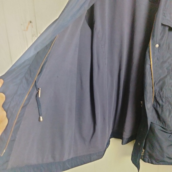 J Jill Rain Jacket Womens XL Blue 4 Pocket Lightweight Utility Outdoor Zip Lined - Picture 3 of 10